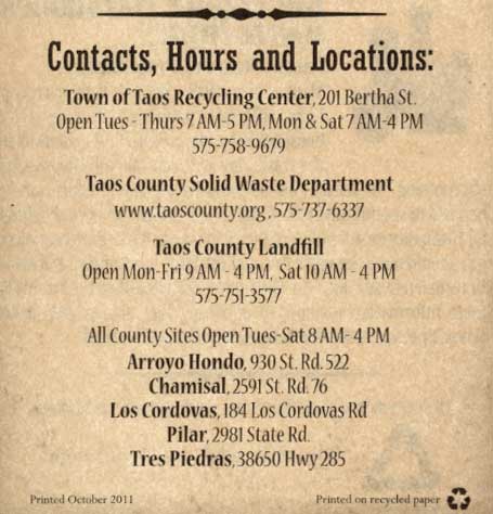 Taos County Solid Waste Information